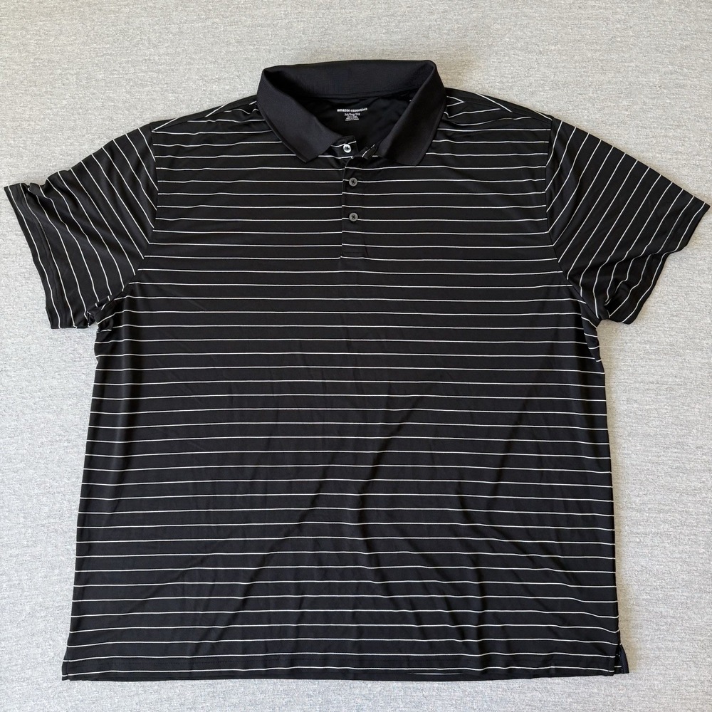 New Amazon Essentials Men's Polo Shirt Black Stripe Size 3XL Short Sleeve Collar